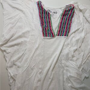 Pitusa White Tunic with Vibrant Trim